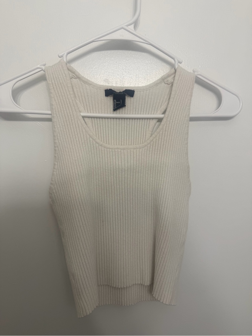 Forever 21 Off-white Ribbed Tank Top